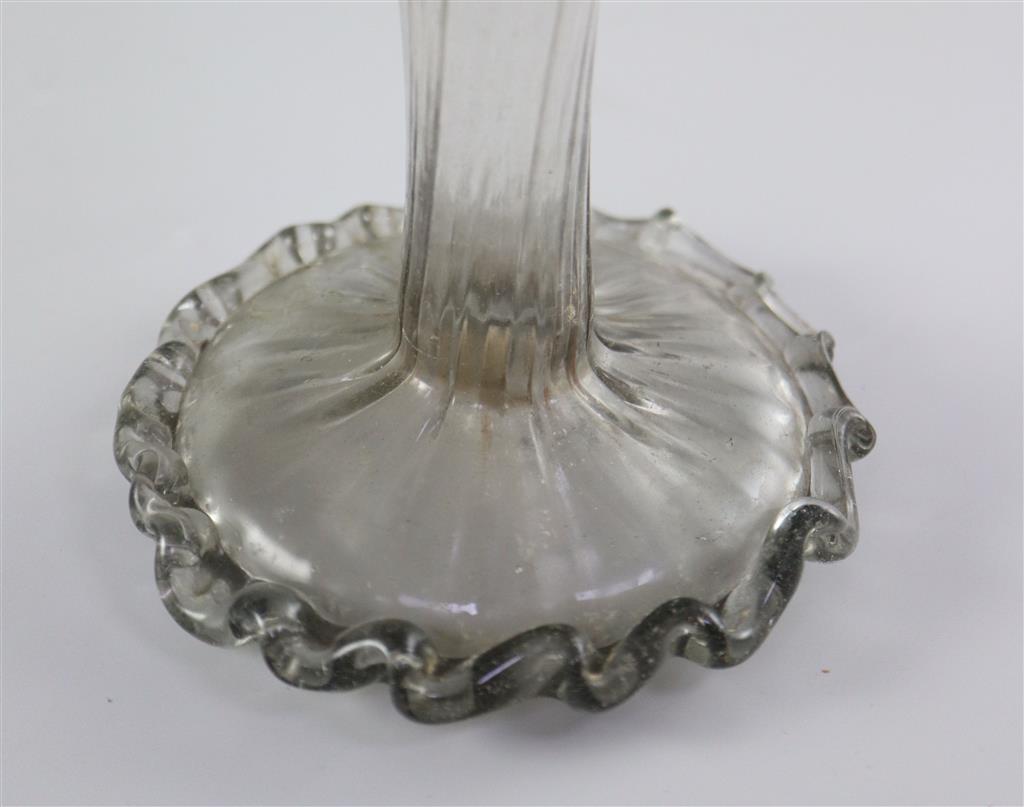 A Spanish glass rosewater sprinkler, almorratxa, 18th century, 27cm high